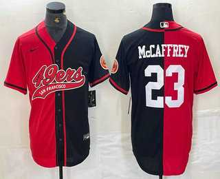 Mens San Francisco 49ers #23 Christian McCaffrey Red Black Two Tone Cool Base Stitched Baseball Jersey->san francisco 49ers->NFL Jersey